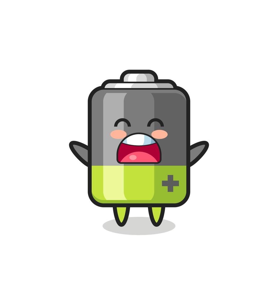 cute battery mascot with a yawn expression vector