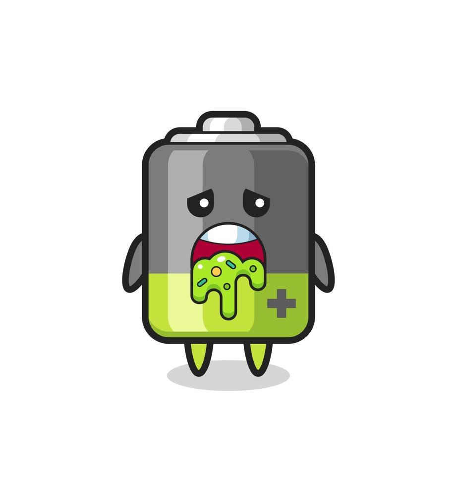 the cute battery character with puke vector