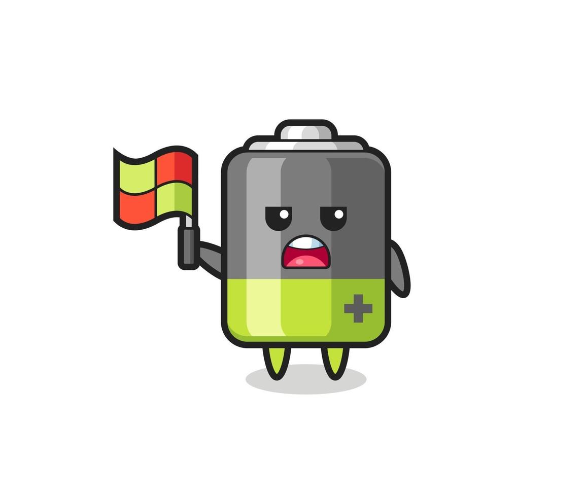 battery character as line judge putting the flag up vector