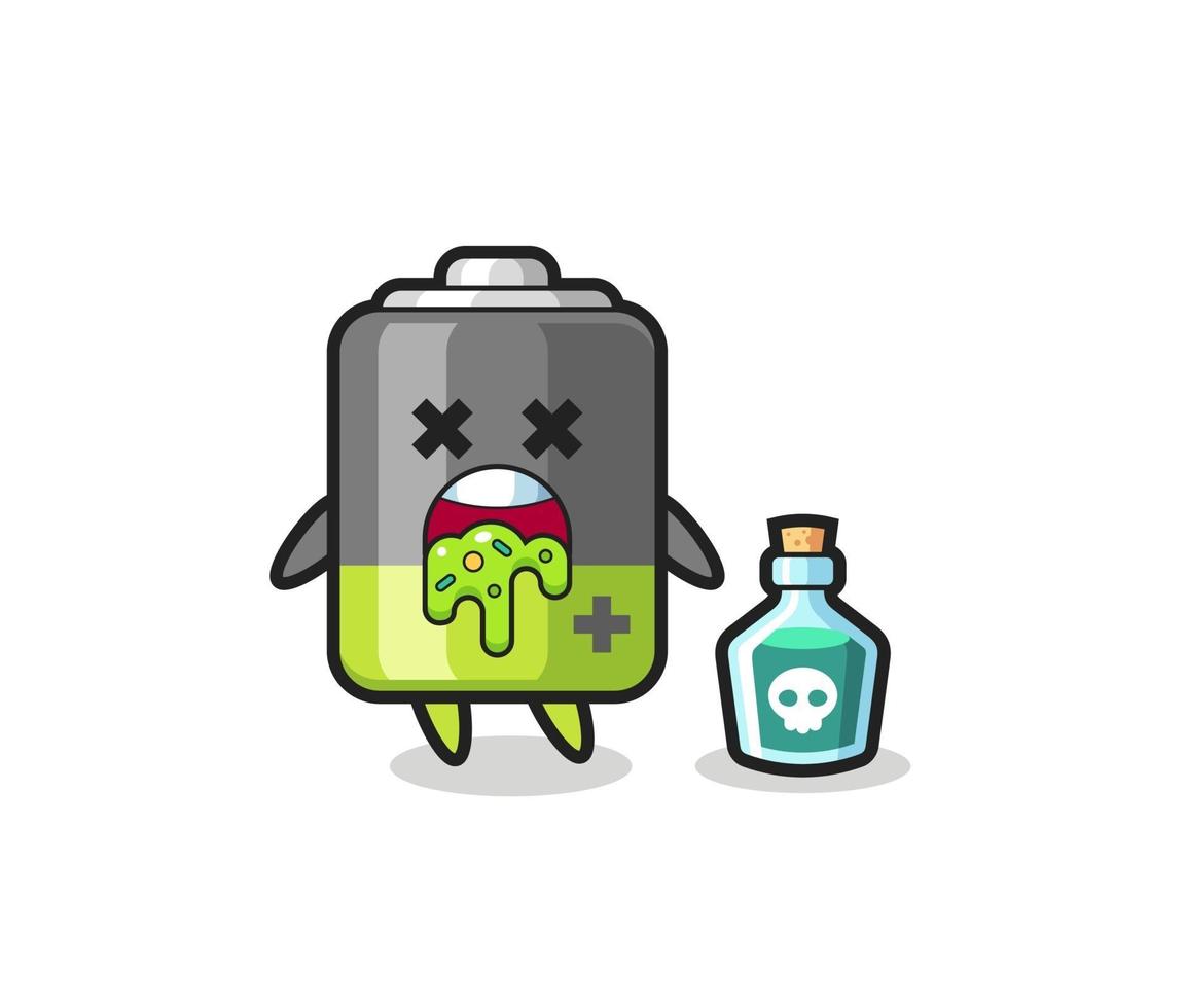 Ilustración de un personaje de batería que vomita debido a una intoxicación. vector