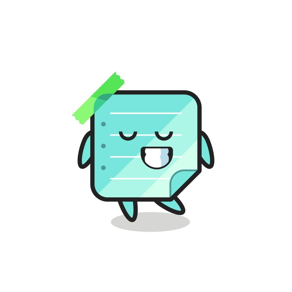 blue sticky notes cartoon illustration with a shy expression vector