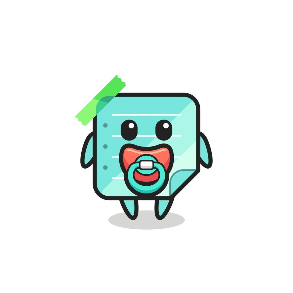 baby blue sticky notes cartoon character with pacifier vector