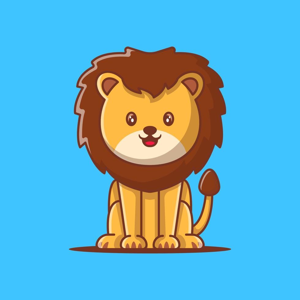 Ilustración de vector de dibujos animados lindo león