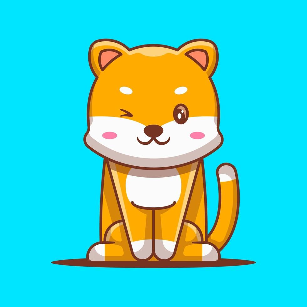 Cute Shiba Cartoon Vector Illustration. World Animal Day Concept