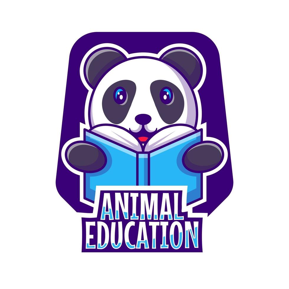 lindo, mascota, logotipo, caricatura, animal, educación, vector, ilustración vector