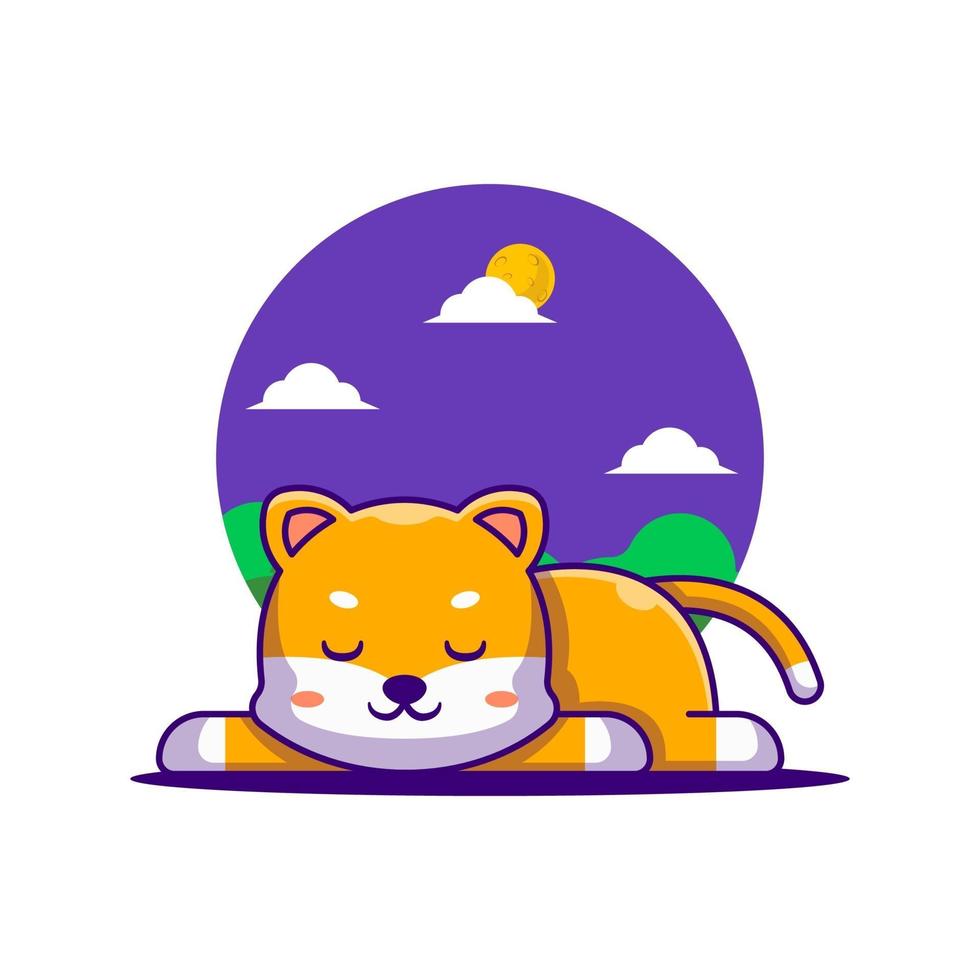 Cute Sleeping Shiba Cartoon Illustration vector