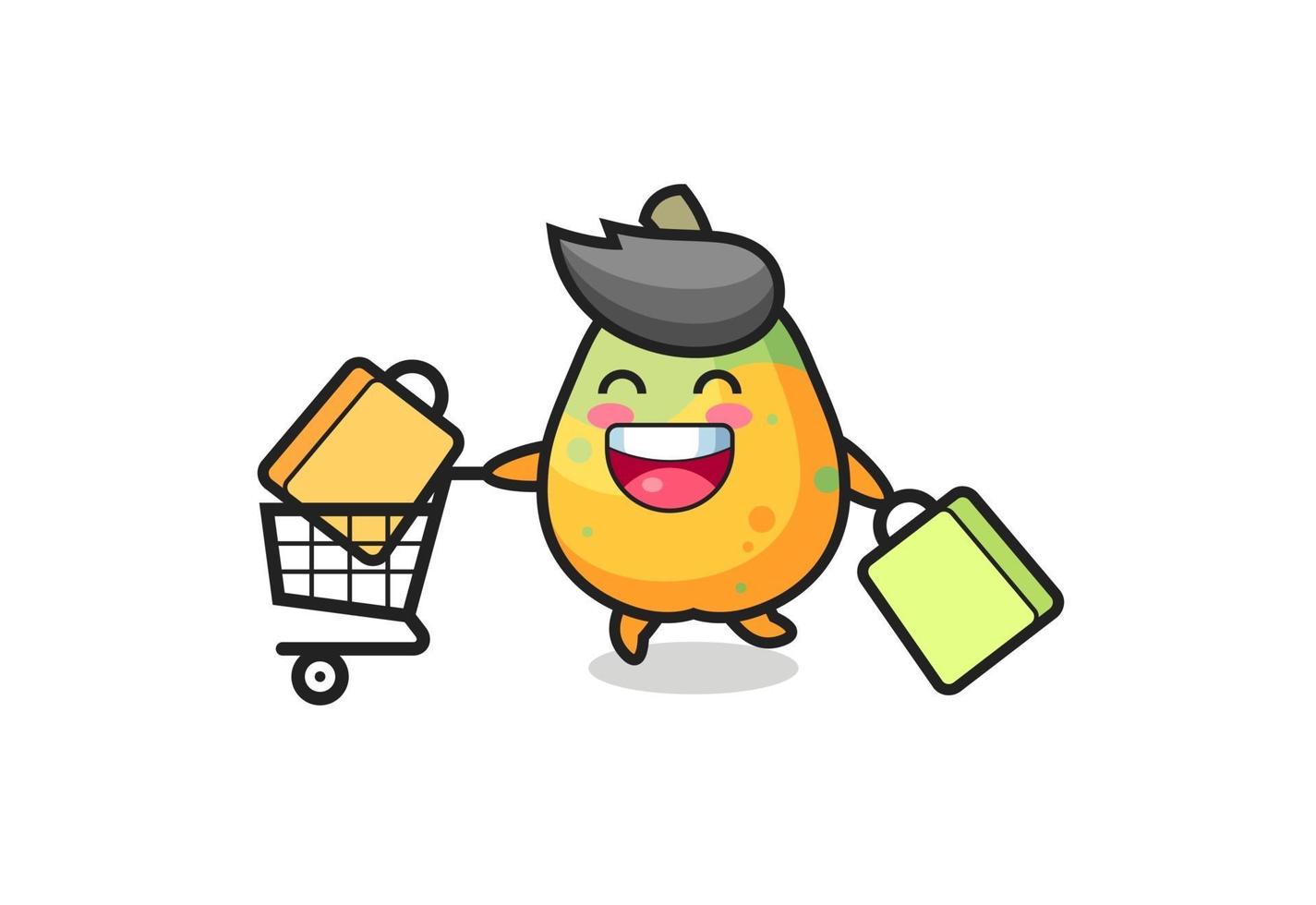 black Friday illustration with cute papaya mascot vector