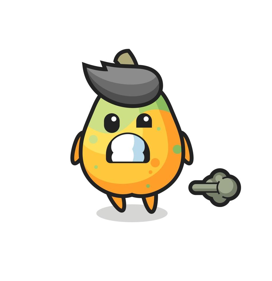 the illustration of the papaya cartoon doing fart vector