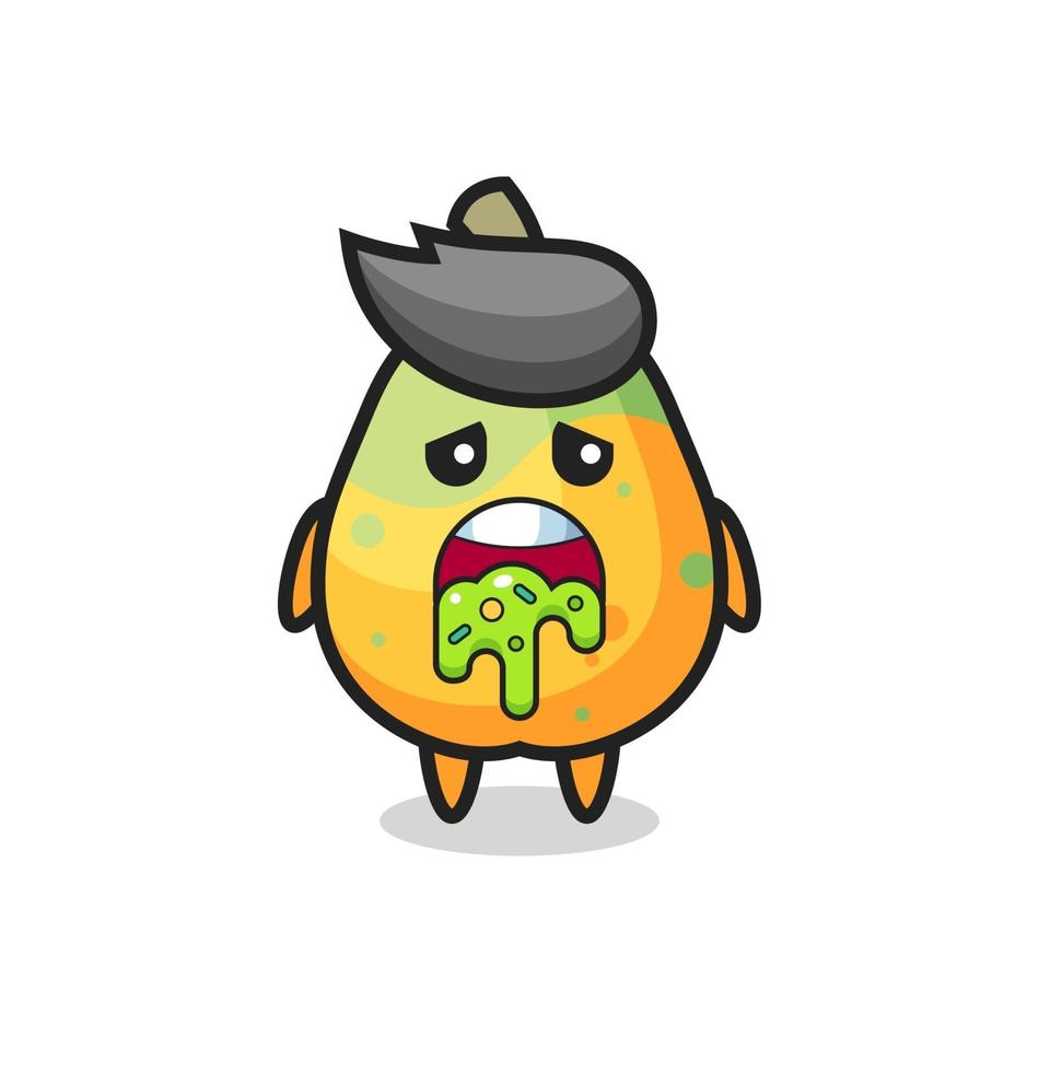 el lindo personaje de papaya con vómito vector