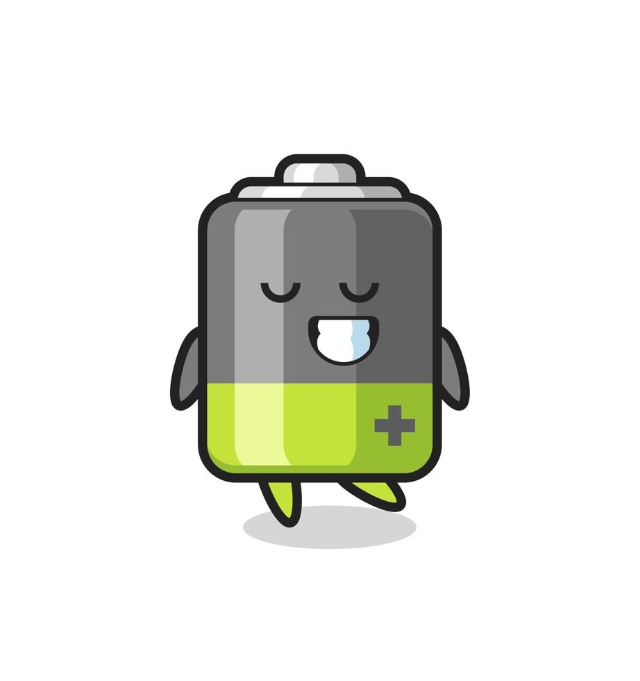 battery cartoon illustration with a shy expression vector