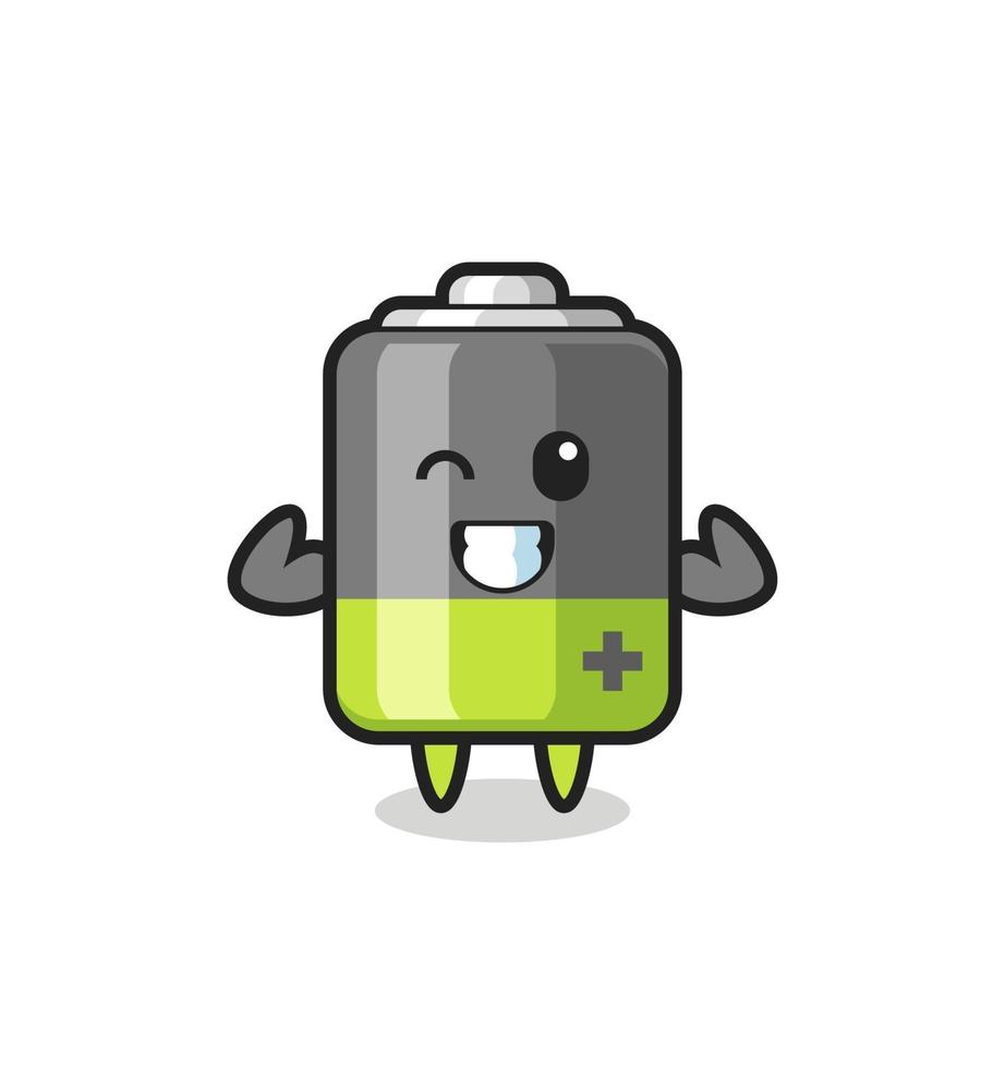 the muscular battery character is posing showing his muscles vector