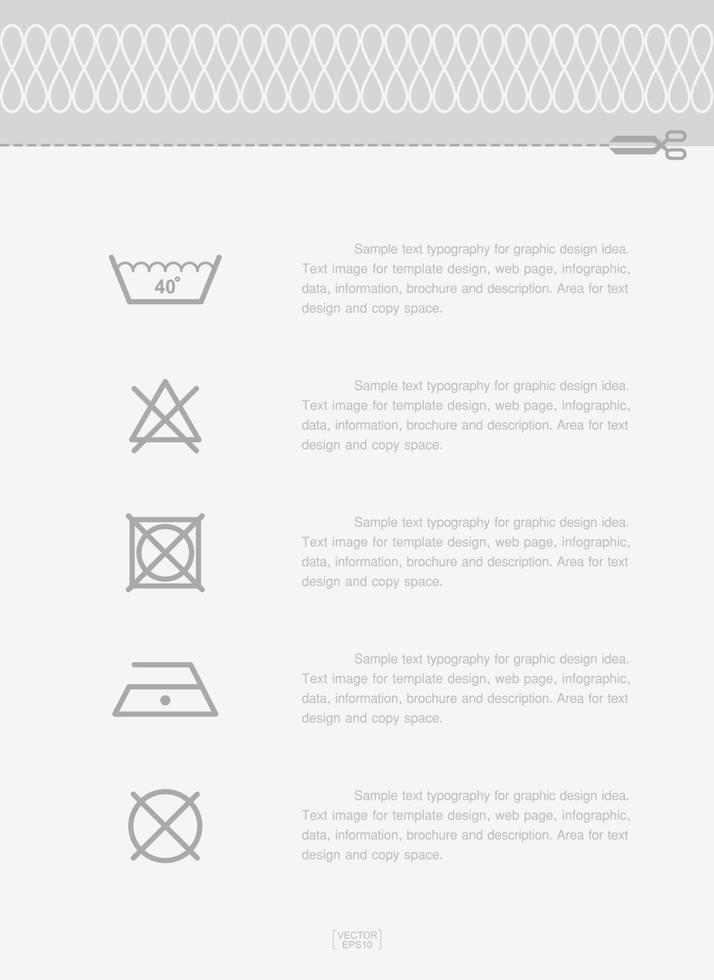 conjunto de iconos de lavandería. signo y símbolo de cuidado de lavado. vector. vector