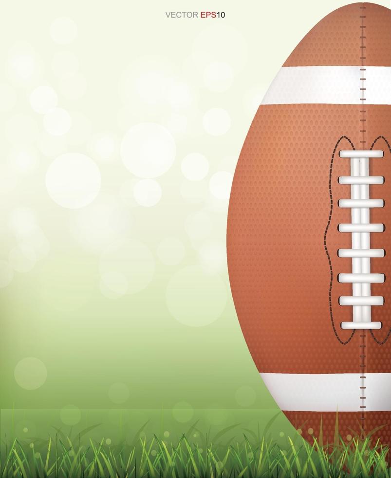 American football ball on green grass field. Vector. vector