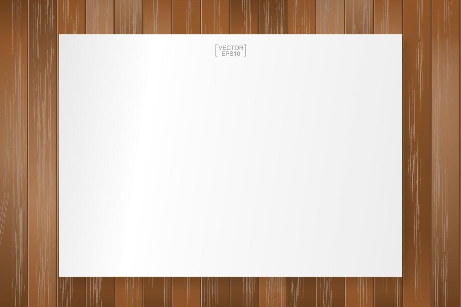 White paper sheet on wood texture background. Vector. vector