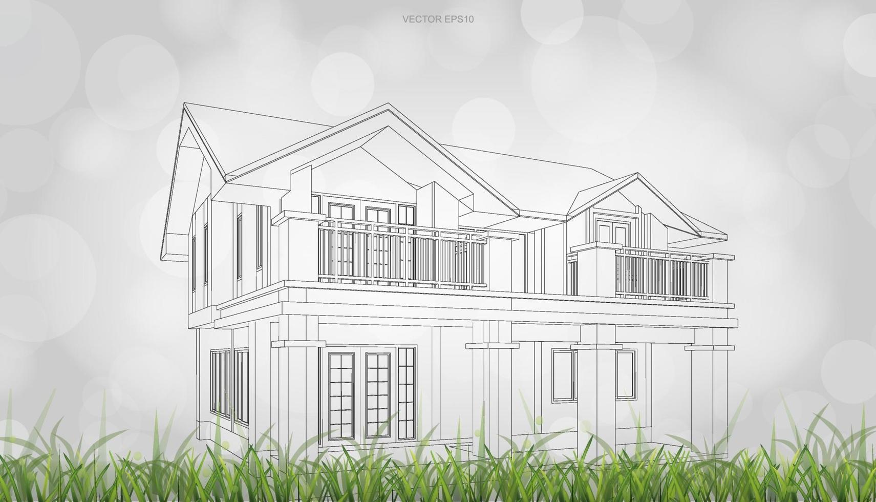 Conceptual image of 3D house perspective render. Vector. vector