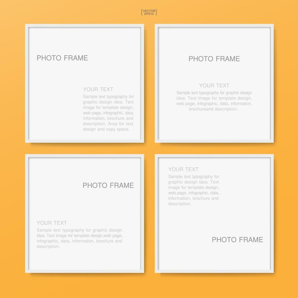 Empty blank photo frame or picture frame. Vector. vector