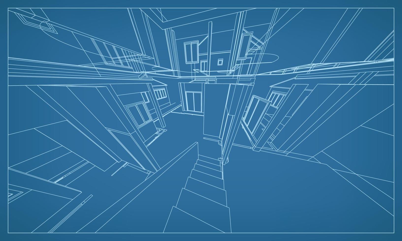 Representación 3D de la estructura de estructura metálica del edificio. vector. vector