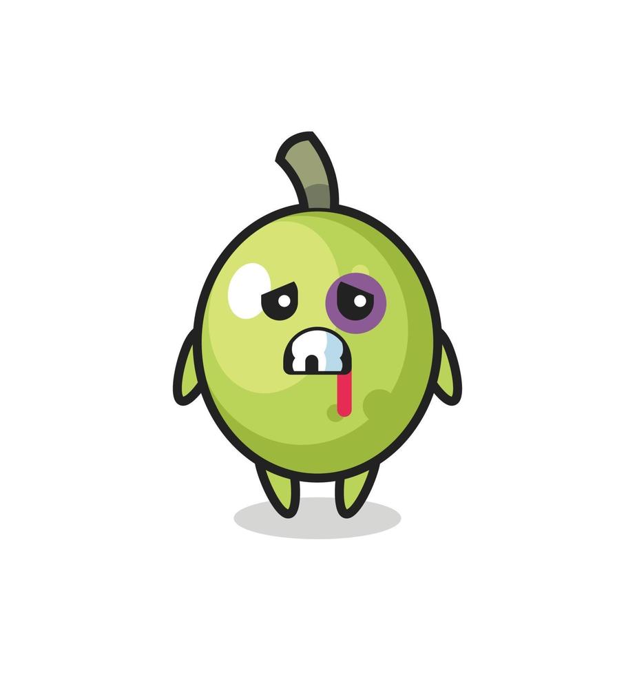 injured olive character with a bruised face vector