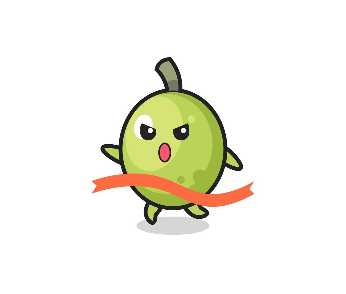 cute olive illustration is reaching the finish vector