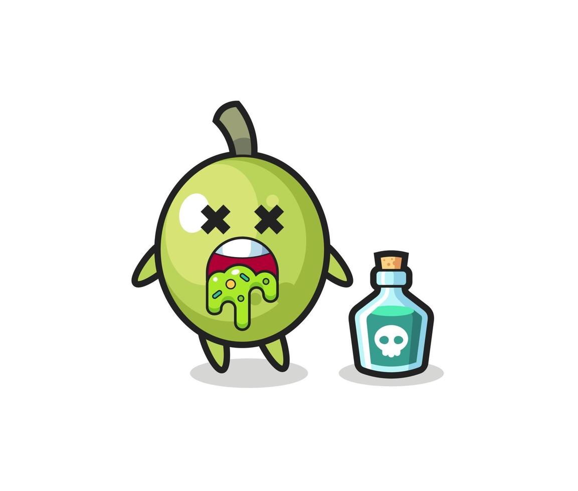 illustration of an olive character vomiting due to poisoning vector
