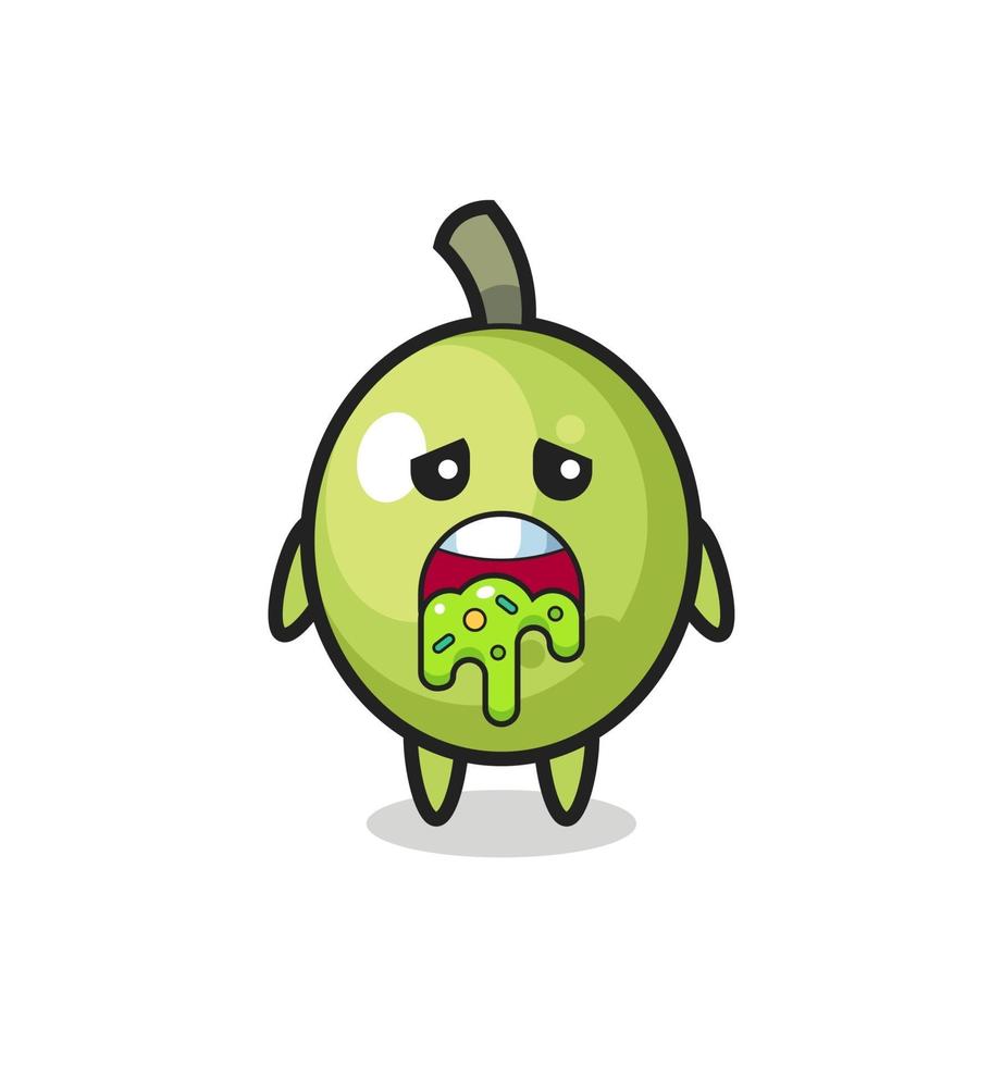 the cute olive character with puke vector