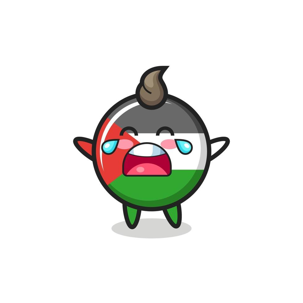 the illustration of crying palestine flag badge cute baby vector
