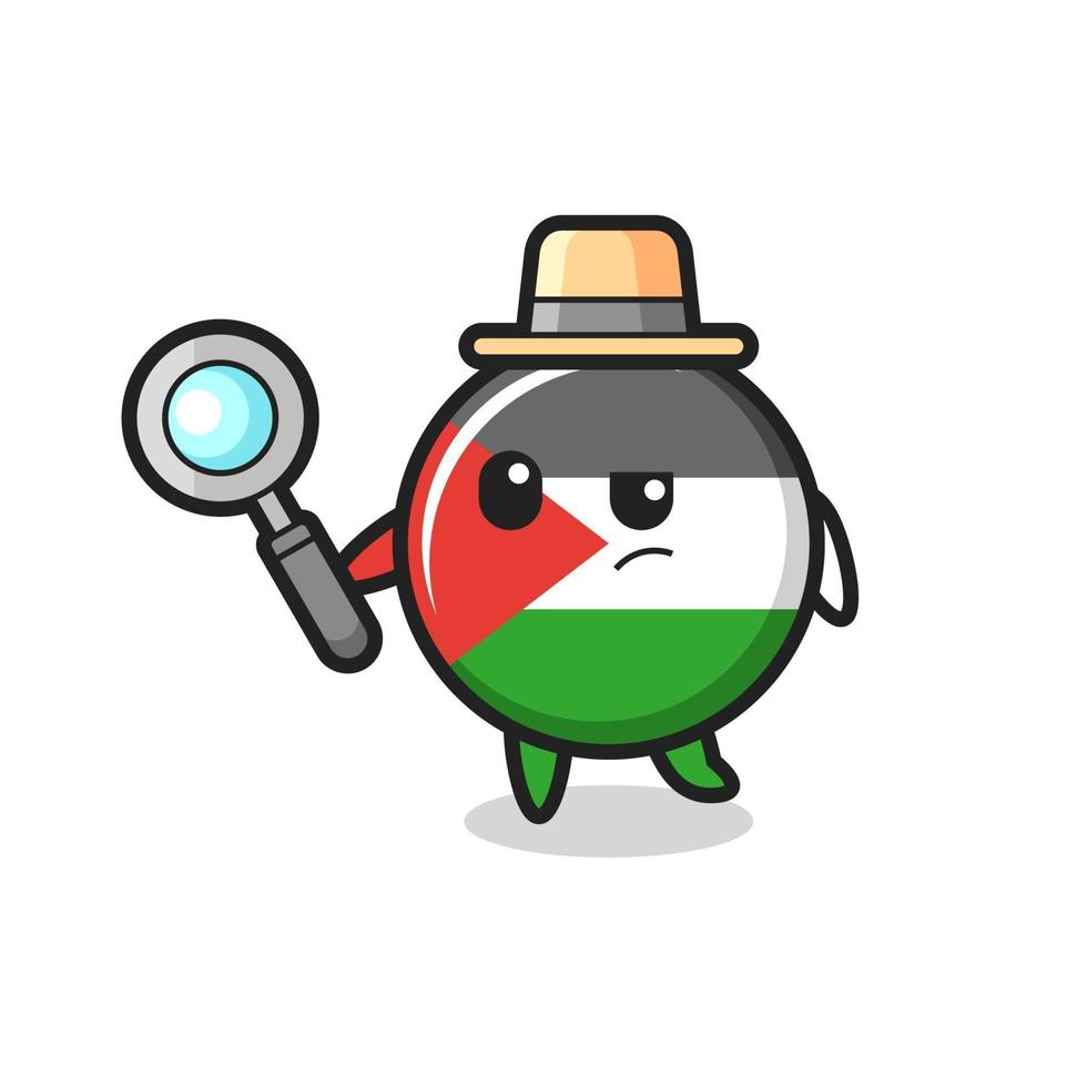 palestine flag badge detective character is analyzing a case vector