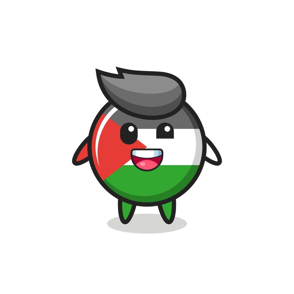 illustration of an palestine flag badge character with awkward poses vector