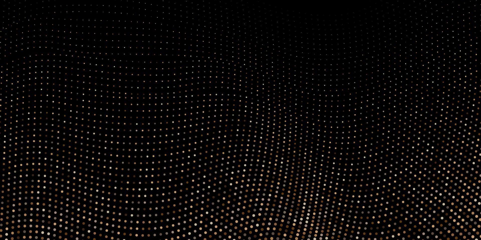 Fondo negro abstracto texturizado con patrón de semitono dorado. vector