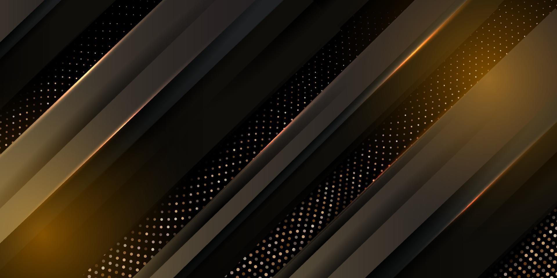 Black and golden sliced surface. Abstract geometric background vector