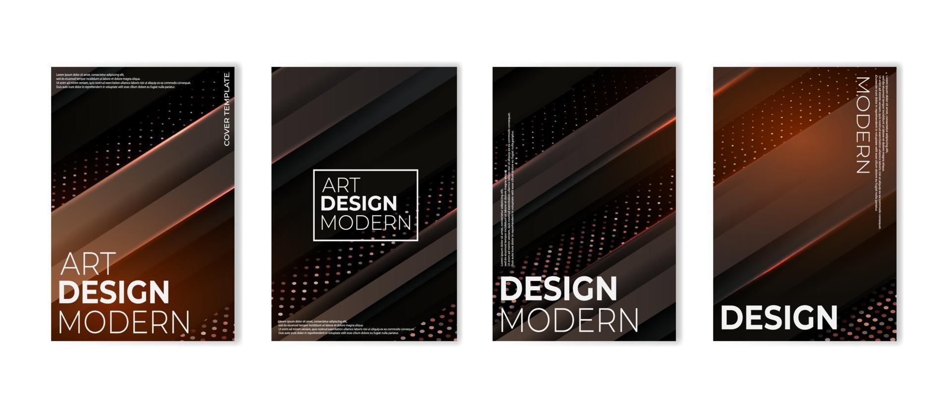 set of modern abstract  background with golden halftone pattern vector