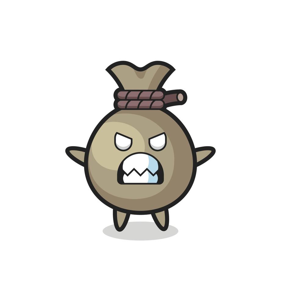 wrathful expression of the money sack mascot character vector