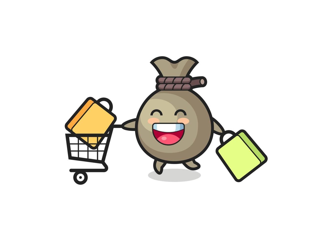 black Friday illustration with cute money sack mascot vector