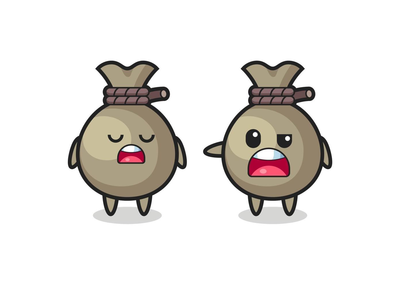 illustration of the argue between two cute money sack characters vector