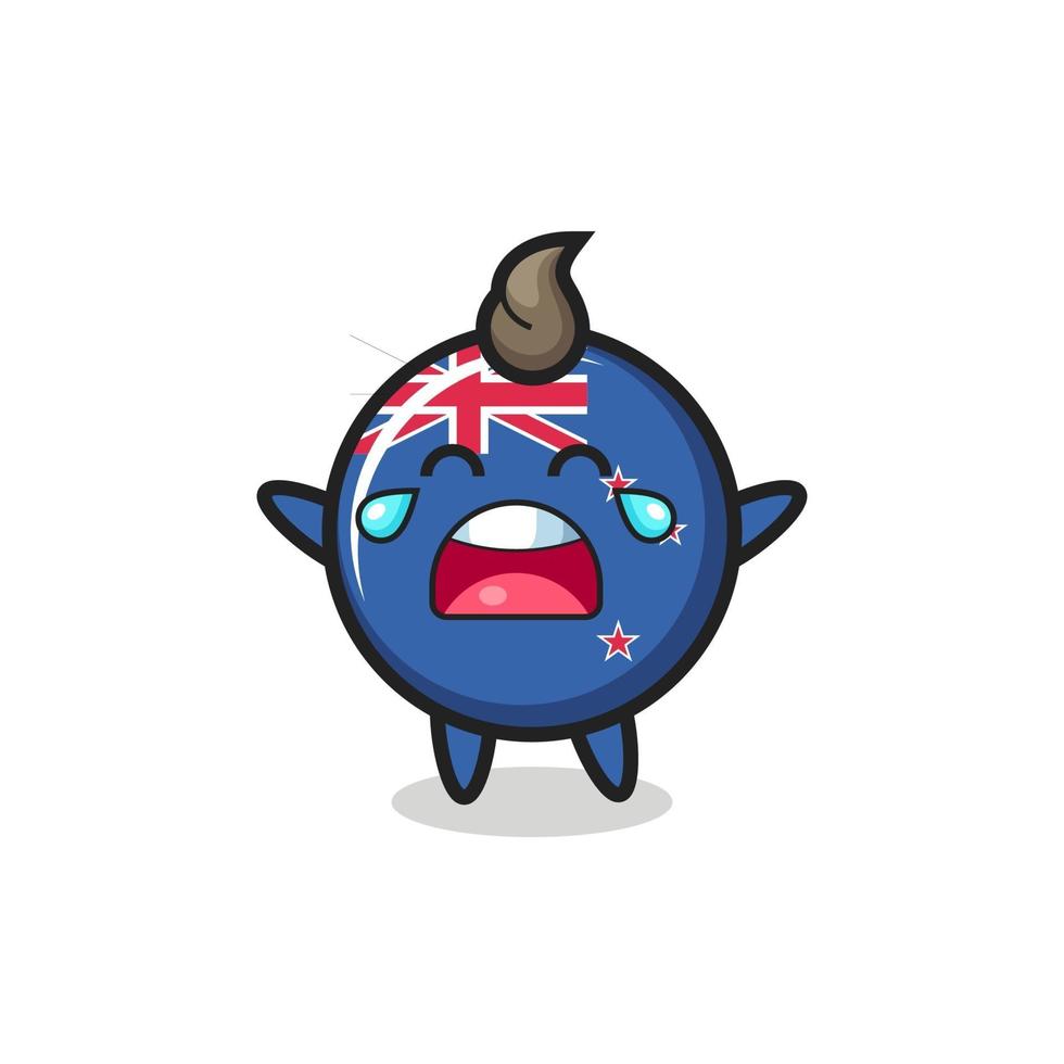 the illustration of crying new zealand flag badge cute baby vector