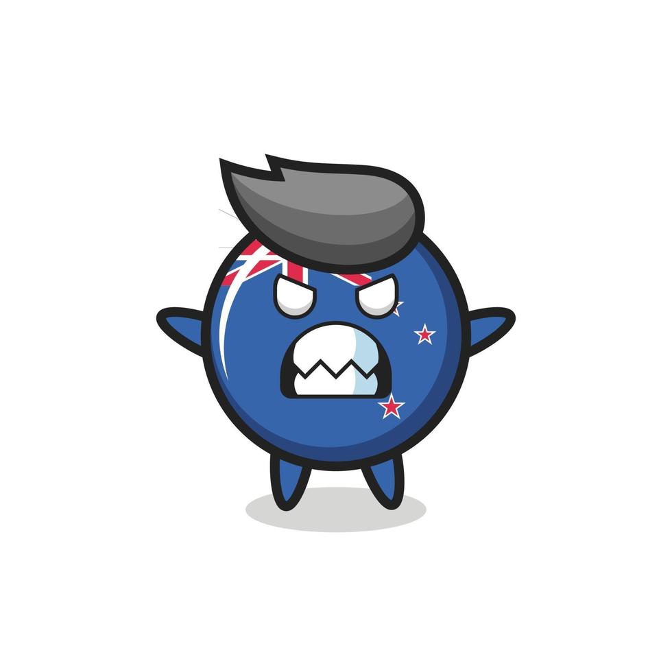 wrathful expression of the new zealand flag badge mascot character vector