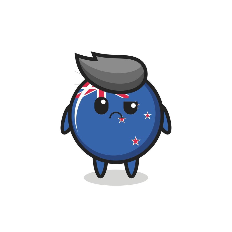 the mascot of the new zealand flag badge with sceptical face vector