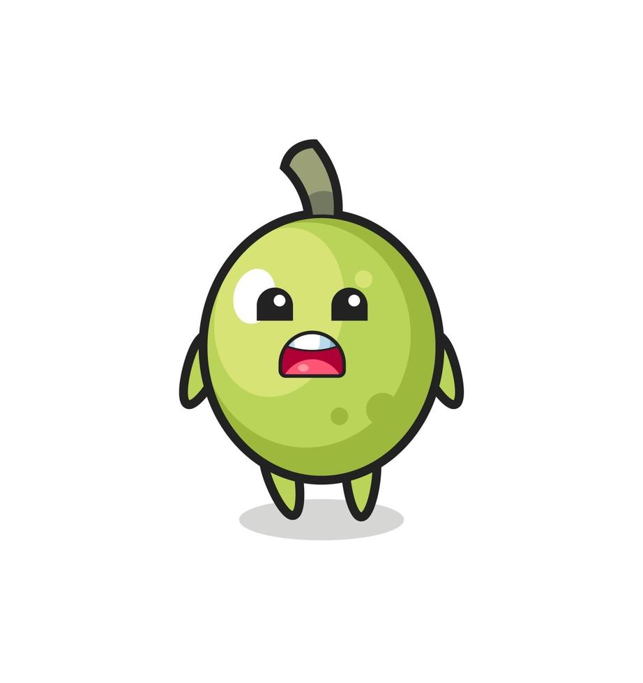 olive illustration with apologizing expression, saying I am sorry vector