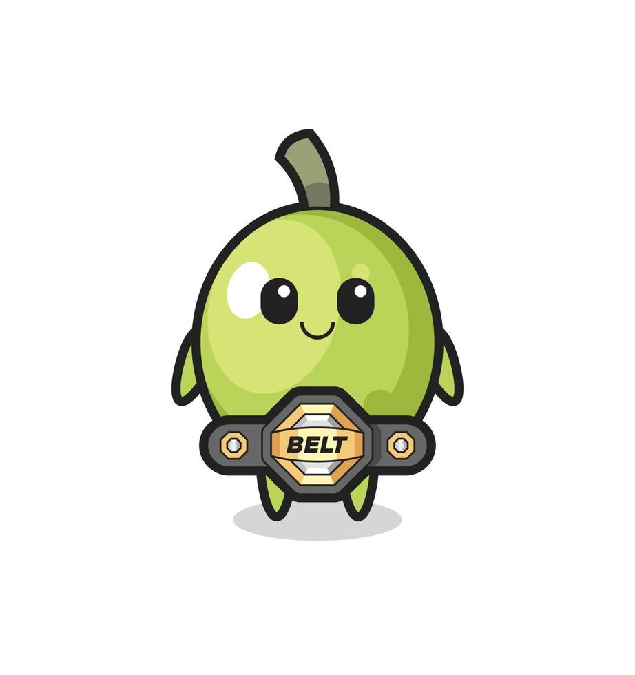 the MMA fighter olive mascot with a belt vector