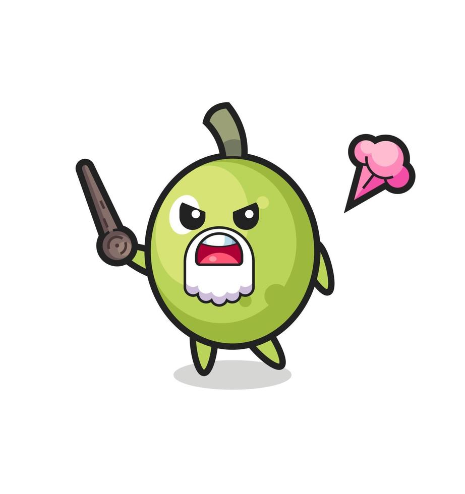cute olive grandpa is getting angry vector