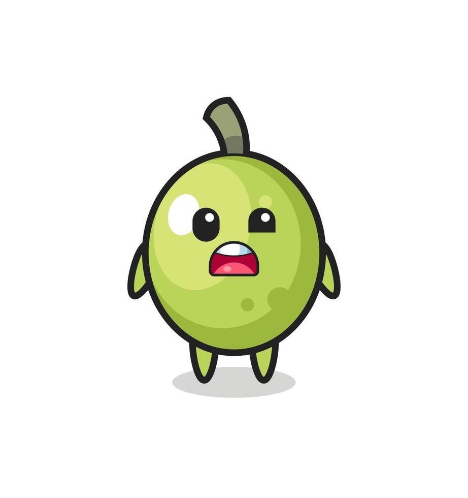 la cara de sorpresa de la linda mascota verde oliva vector