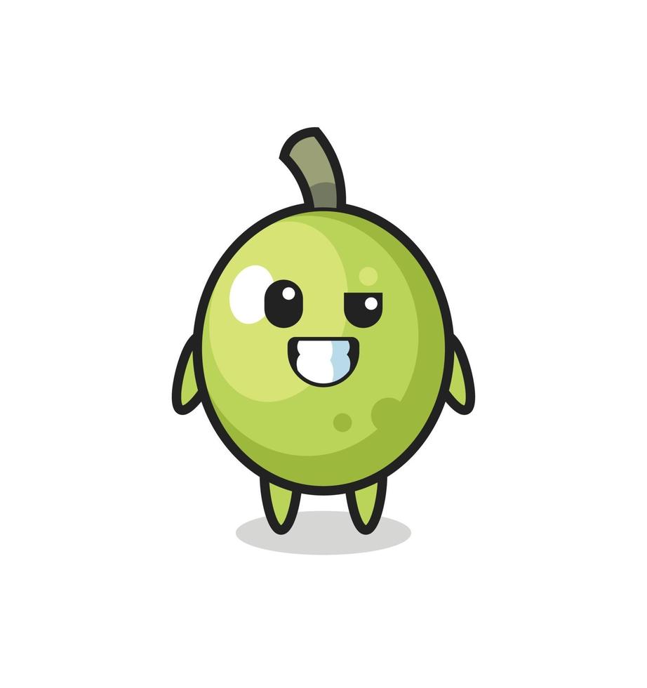 linda mascota verde oliva con cara optimista vector