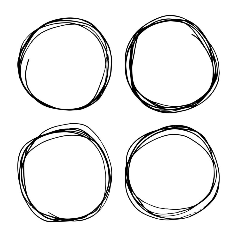 hand drawn scribble circles set. vector