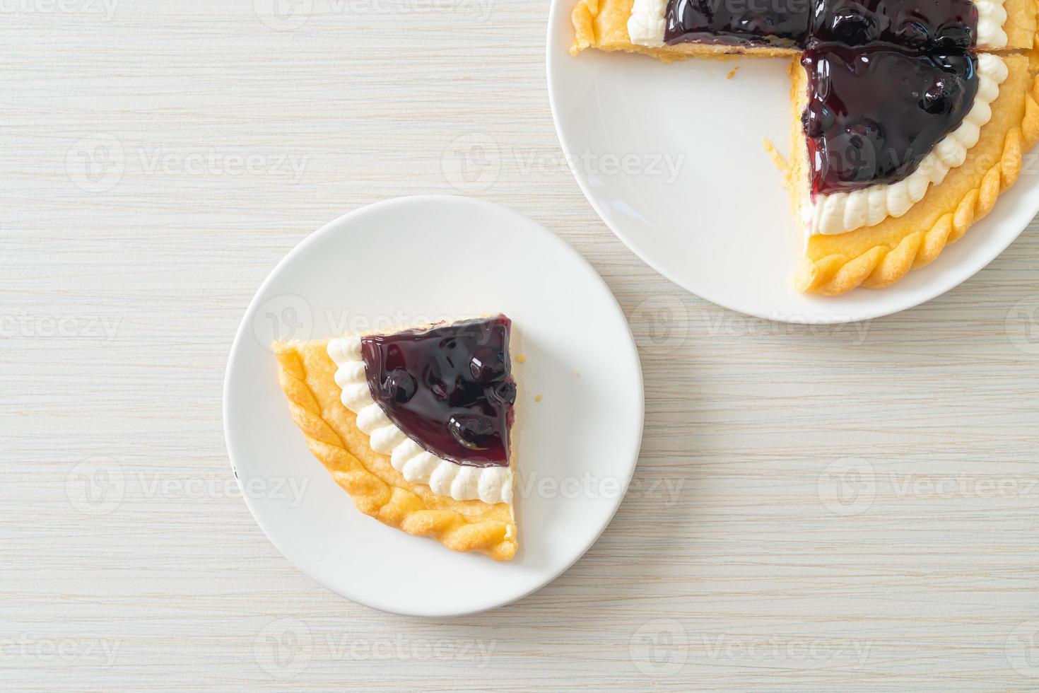 Blueberry Cheese Pie on white plate photo