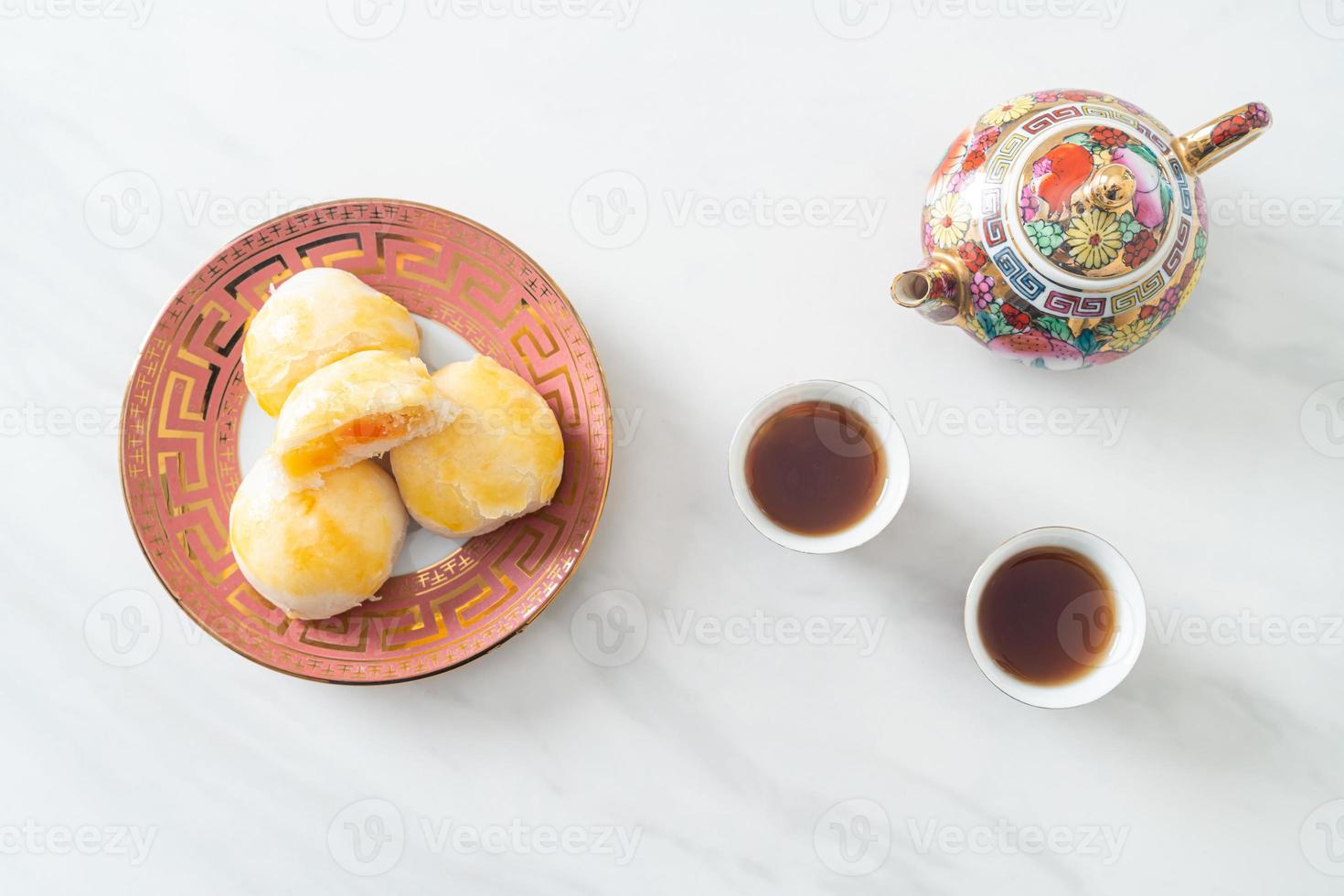 Chinese pastry moon cake with salted egg peanut photo