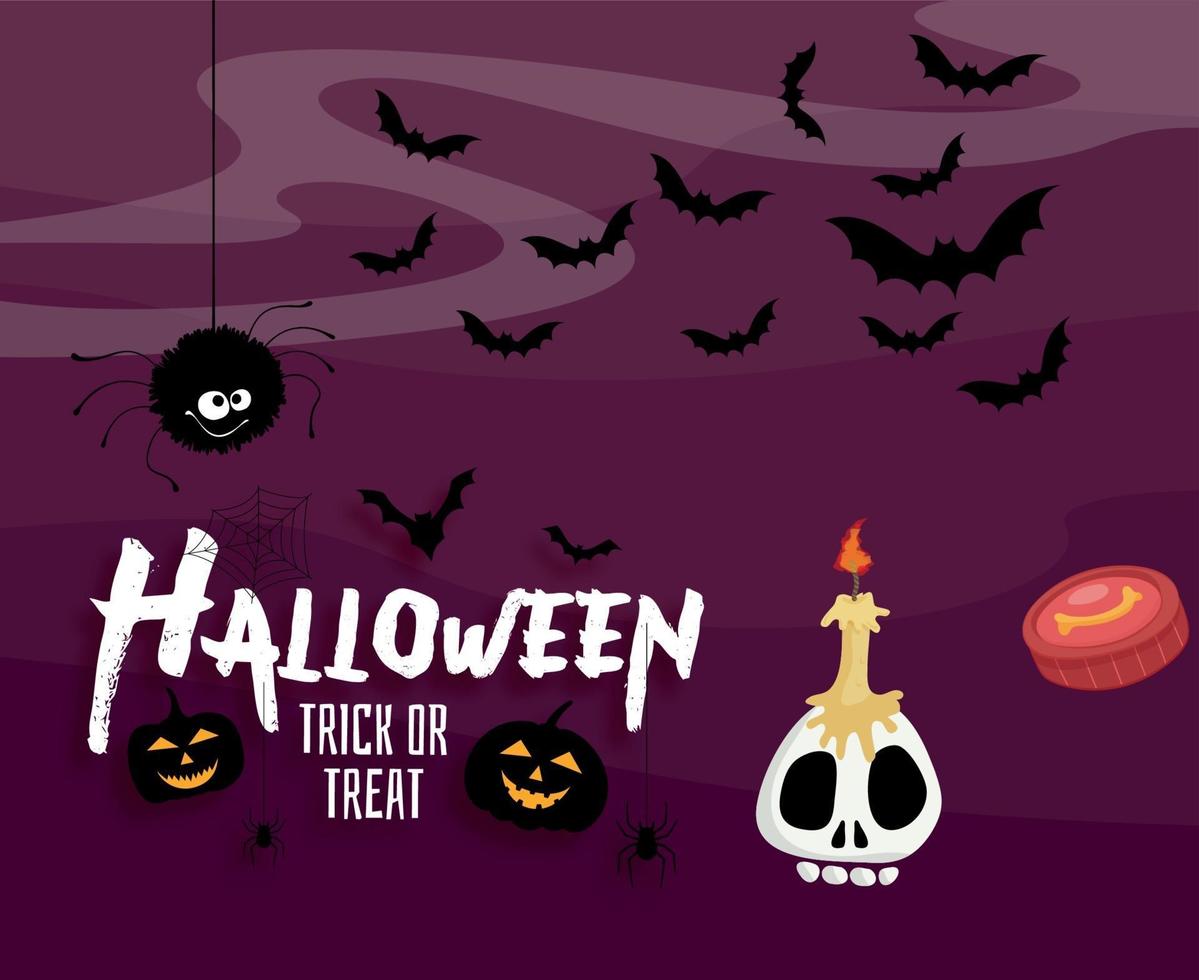 resumen de halloween día 31 de octubre evento calabaza araña y vector de caramelo