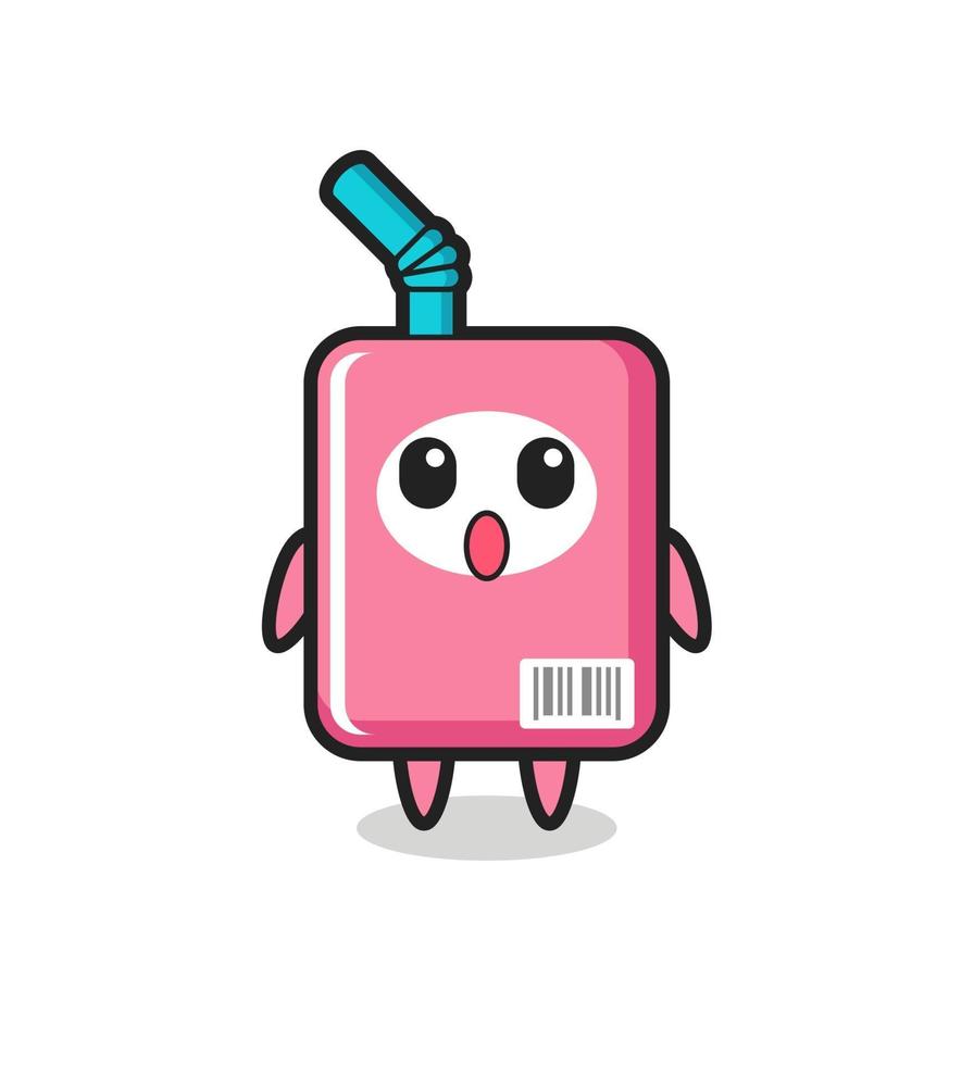 the amazed expression of the milk box cartoon vector