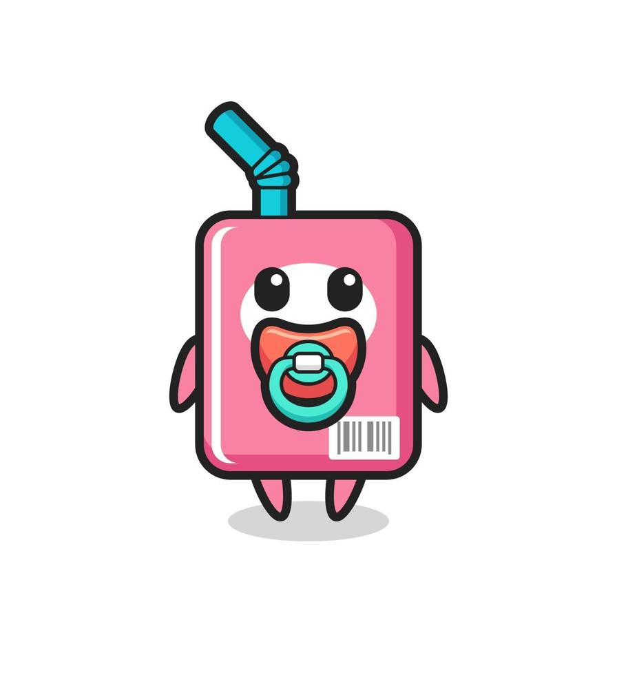 baby milk box cartoon character with pacifier vector