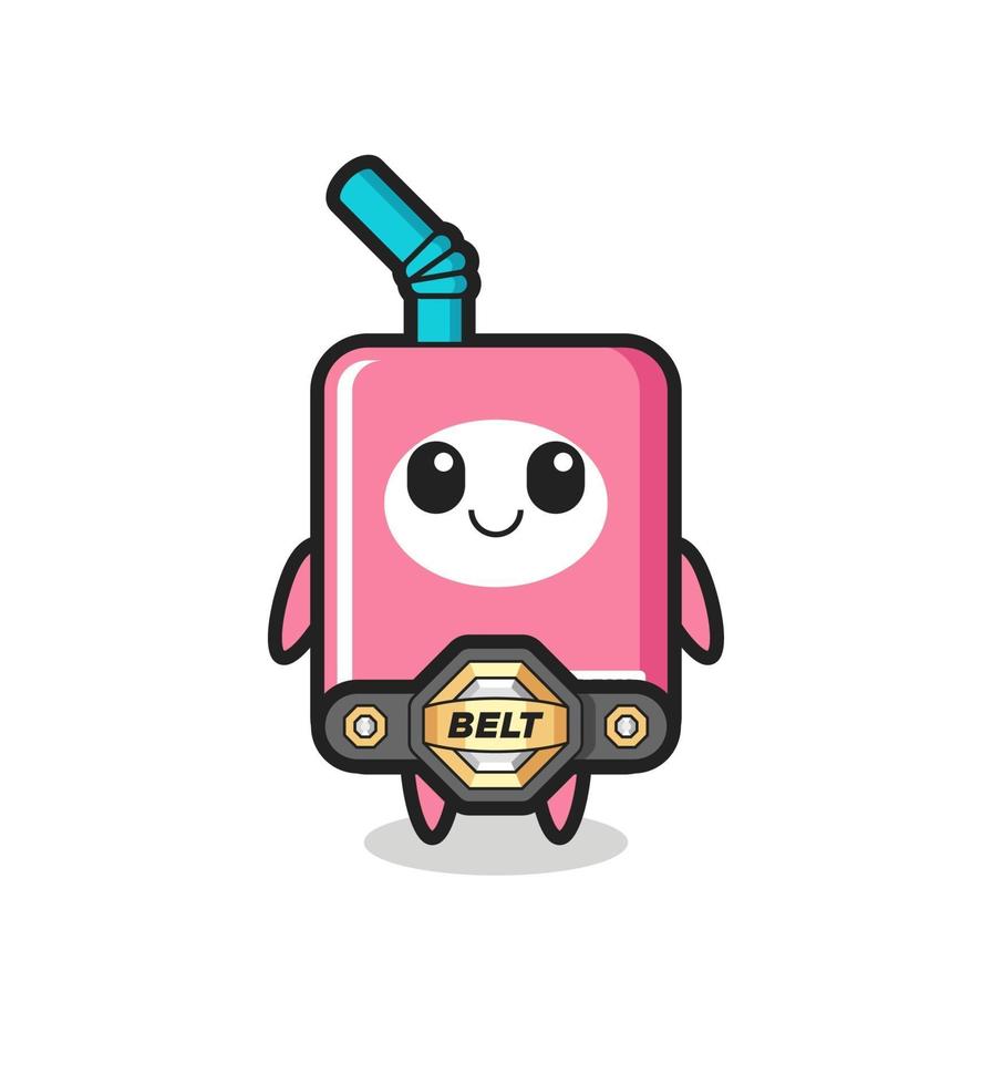 the MMA fighter milk box mascot with a belt vector