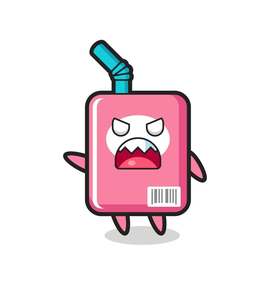 cute milk box cartoon in a very angry pose vector
